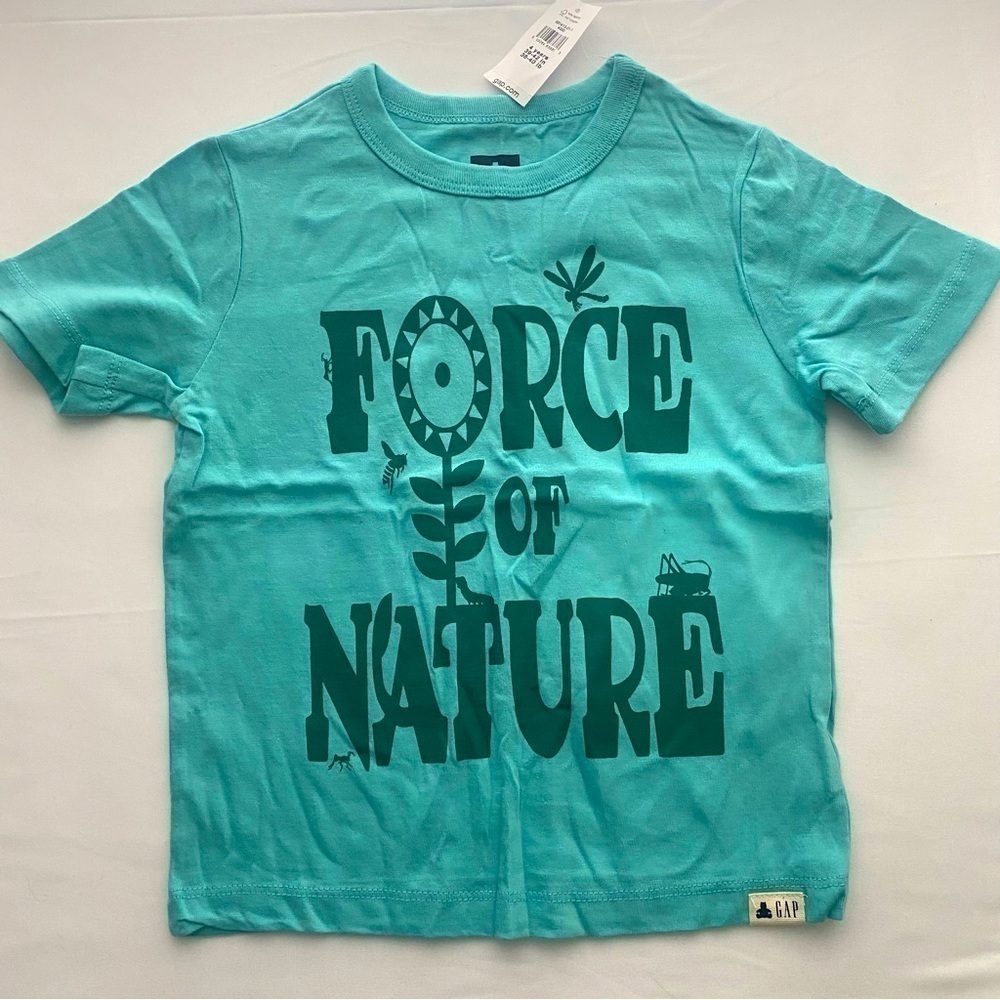 Gap Toddler “Force of Nature” Shirt Size 4 Years NWT Teal